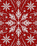 Crimson White Snowflake Symmetry Decor Rug