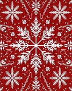 Crimson White Snowflake Symmetry Decor Rug