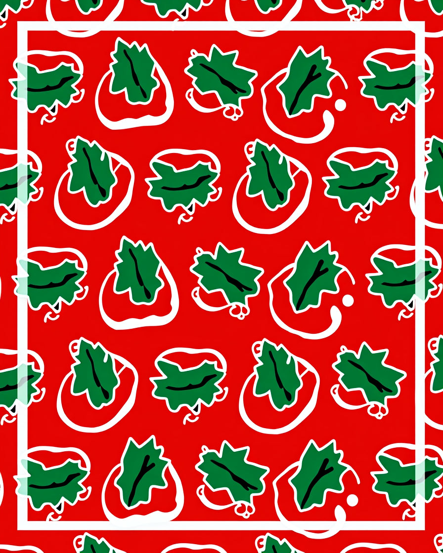 Bright Red Holly Leaf Cluster Rug