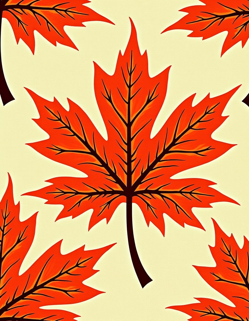 Orange Maple Leaf Autumn Pattern Rug
