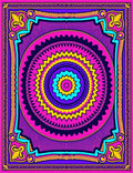 Vibrant Pink Purple Sunburst Medallion Rug
