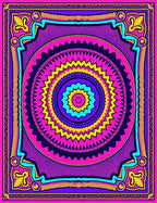 Vibrant Pink Purple Sunburst Medallion Rug