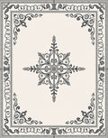 Elegant Gray Ornamental Star Border Rug
