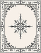 Elegant Gray Ornamental Star Border Rug