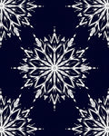 White Snowflake Mandala Dark Navy Rug