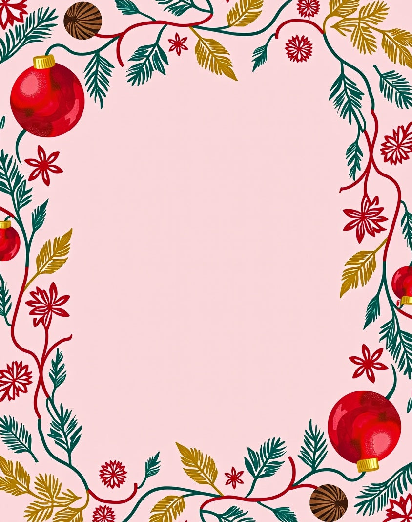 Festive Red Ornament Vine Garland Rug