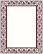 Maroon Geometric Fan Medallion Border Rug
