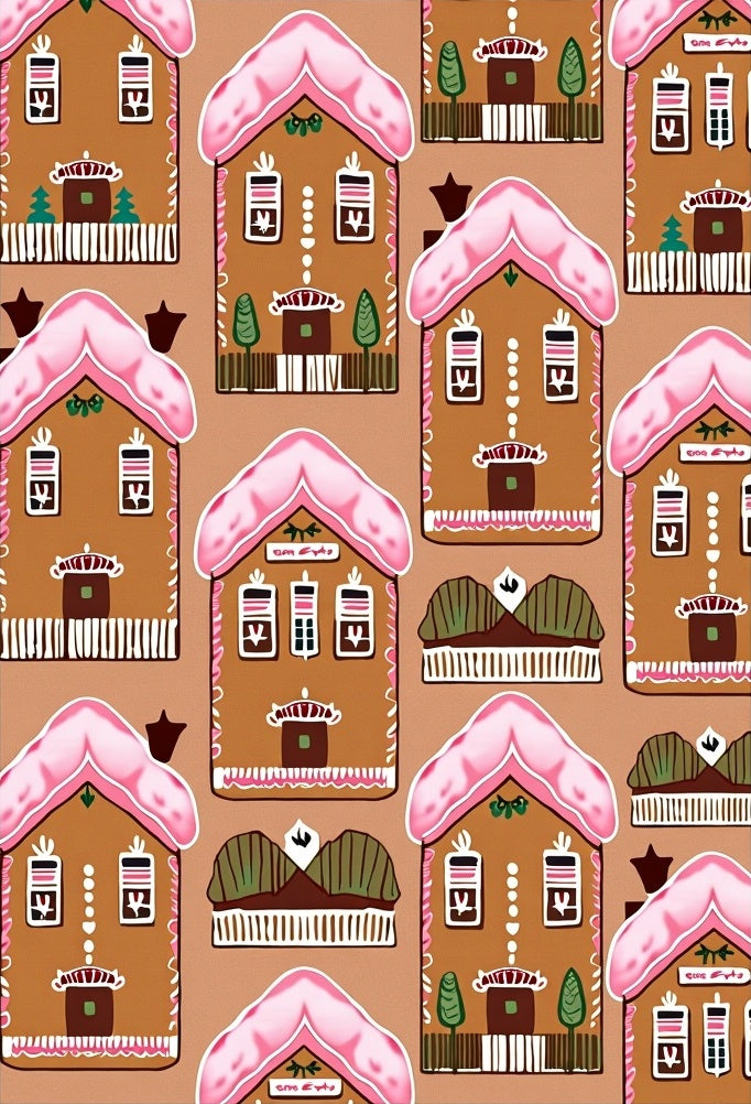 Sweet Pink Icing Gingerbread Houses Rug