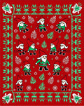 Festive Red Gnome Christmas Border Rug