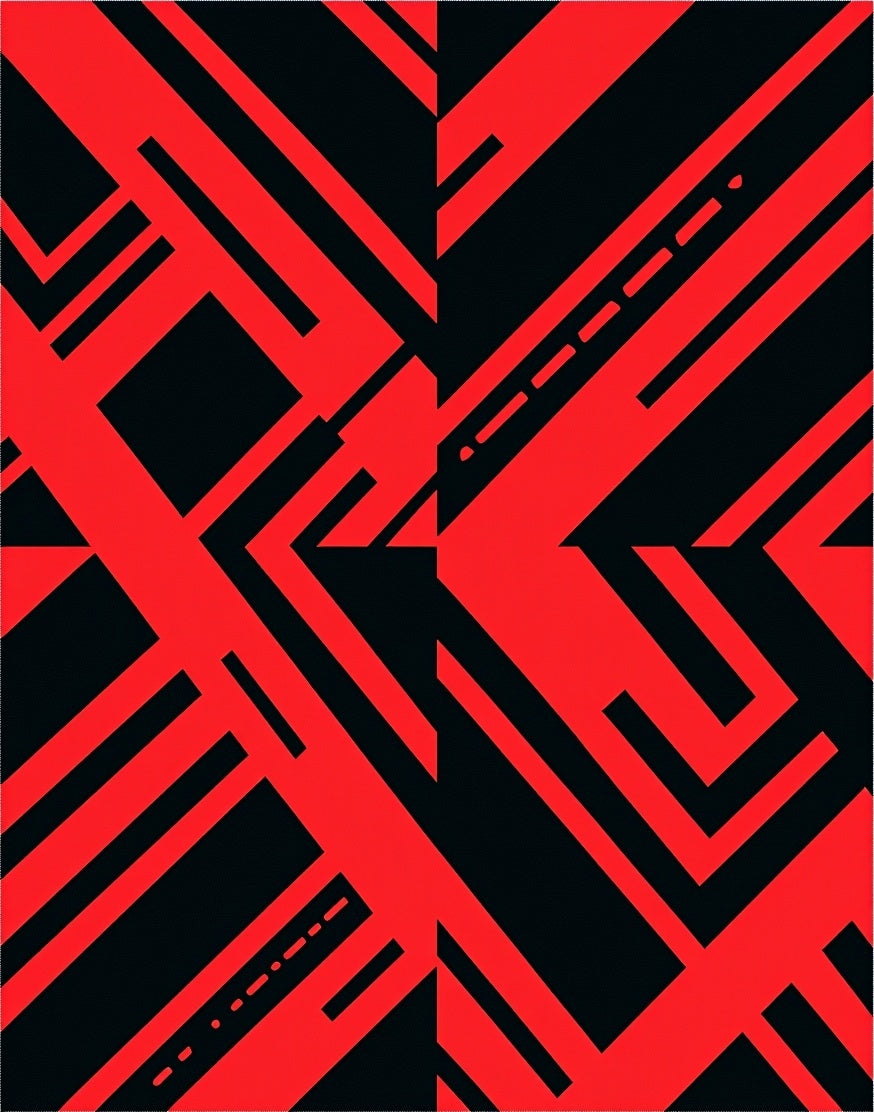Bold Red Geometric Lines Rug