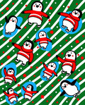 Festive Penguin Holiday Stripes Rug