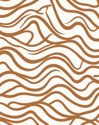 Warm Amber Abstract Wavy Lines Rug