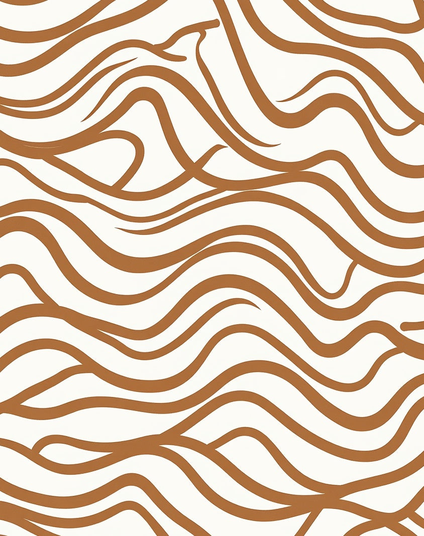 Warm Amber Abstract Wavy Lines Rug