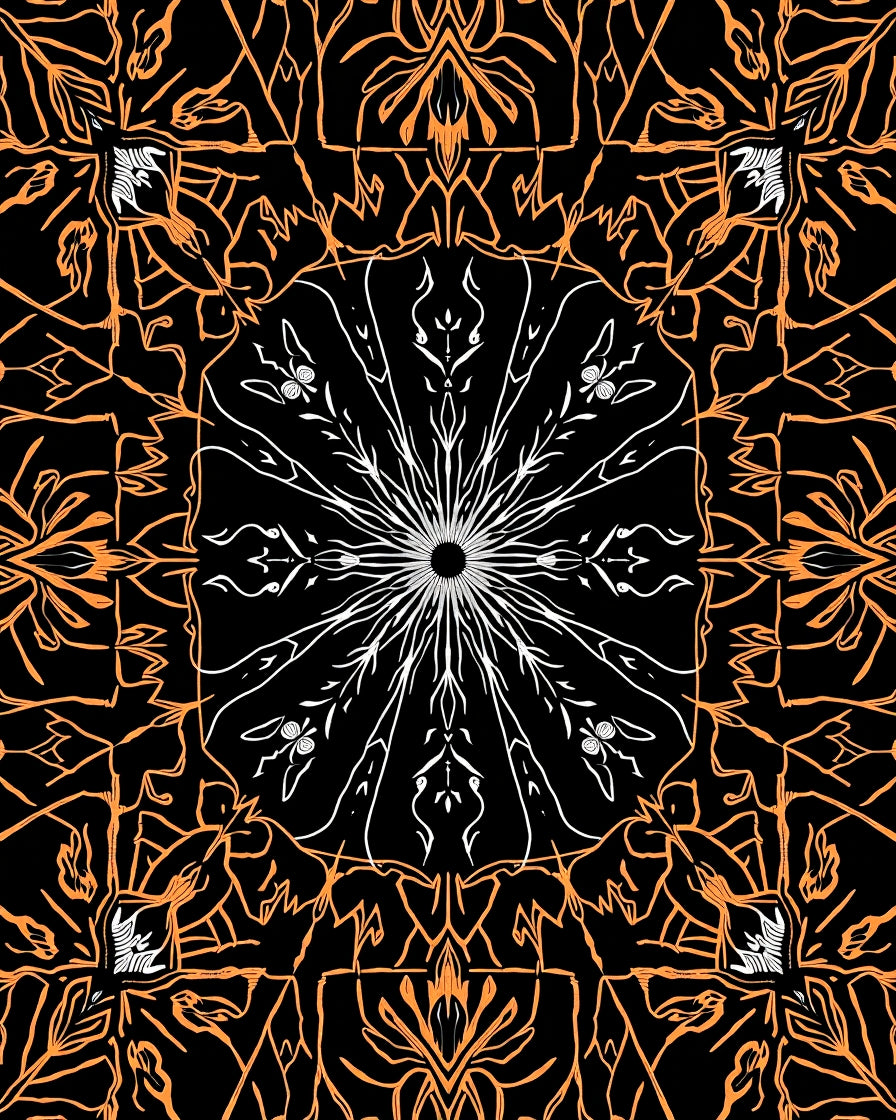 Bold Orange and White Radial Burst Rug