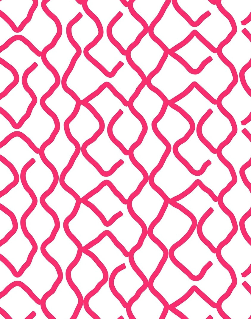 Hot Pink Wavy Interlocking Net Rug