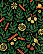 Bold Orange Green Foliage Medallion Rug