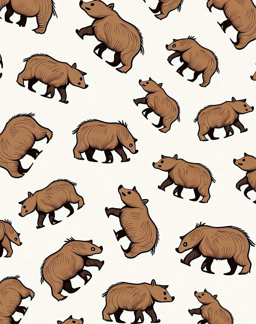 Brown Bear Repeating Pattern Rug