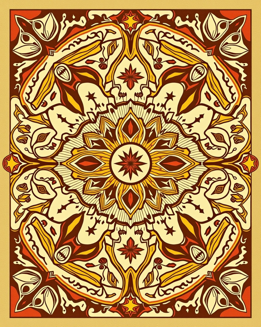 Organic Earthy Red Medallion Rug