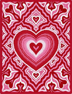 Radiant Crimson Pink Heart Mandala Rug