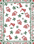 Crimson and Emerald Whimsical Holiday Animals Rug