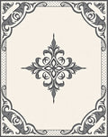 Ornate Cream and Gray Scrollwork Rug