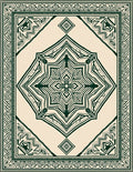 Dark Green Diamond Medallion Rug