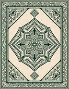 Dark Green Diamond Medallion Rug