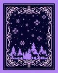 Winter Forest Deer Snowflake Silhouette Rug