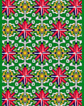 Vibrant Red Yellow Green Geometric Floral Rug