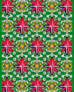 Vibrant Red Yellow Green Geometric Floral Rug