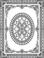 Ornate Black White Medallion Border Rug