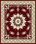Crimson Botanical Bloom Border Accent Rug
