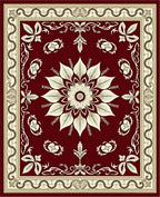 Crimson Botanical Bloom Border Accent Rug