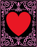 Red Heart Pink Floral Border Rug