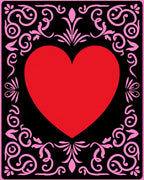 Red Heart Pink Floral Border Rug