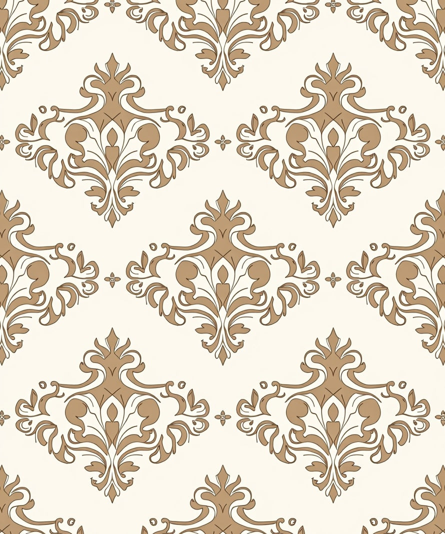 Gold Neutral Baroque Floral Medallion Rug
