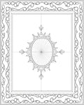 Ornate Sunburst Scroll Border Rug