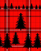 Classic Red Plaid Fir Trees Rug