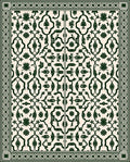 Classic Emerald Floral Scrolling Vine Rug