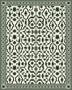 Classic Emerald Floral Scrolling Vine Rug