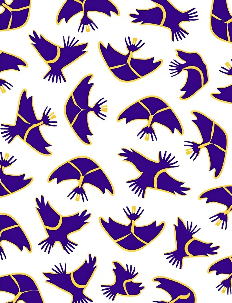 Deep Purple Bird Flock Repeating Rug