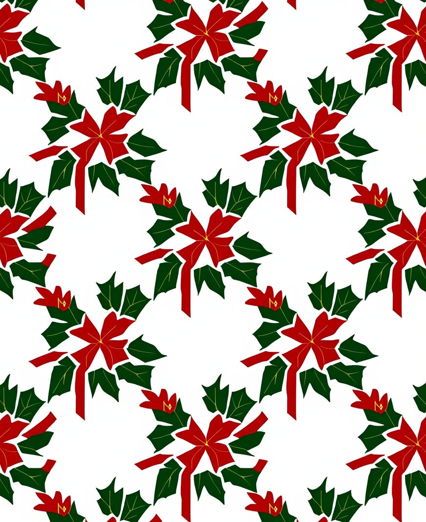 Holiday Red Holly Leaf Wreath Rug