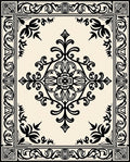 Black Ivroy Ornamental Frame Medallion Rug