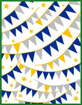 Yellow Blue Gray Bunting Stars Rug