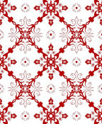 Red Ornamental Diamond Tile Rug