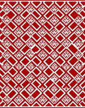 Red White Geometric Diamond Medallion Rug