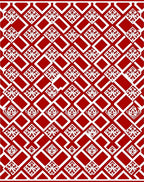 Red White Geometric Diamond Medallion Rug