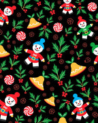 Festive Snowmen Holly Berry Bells Rug