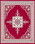 Crimson and Cream Floral Square Medallion Rug