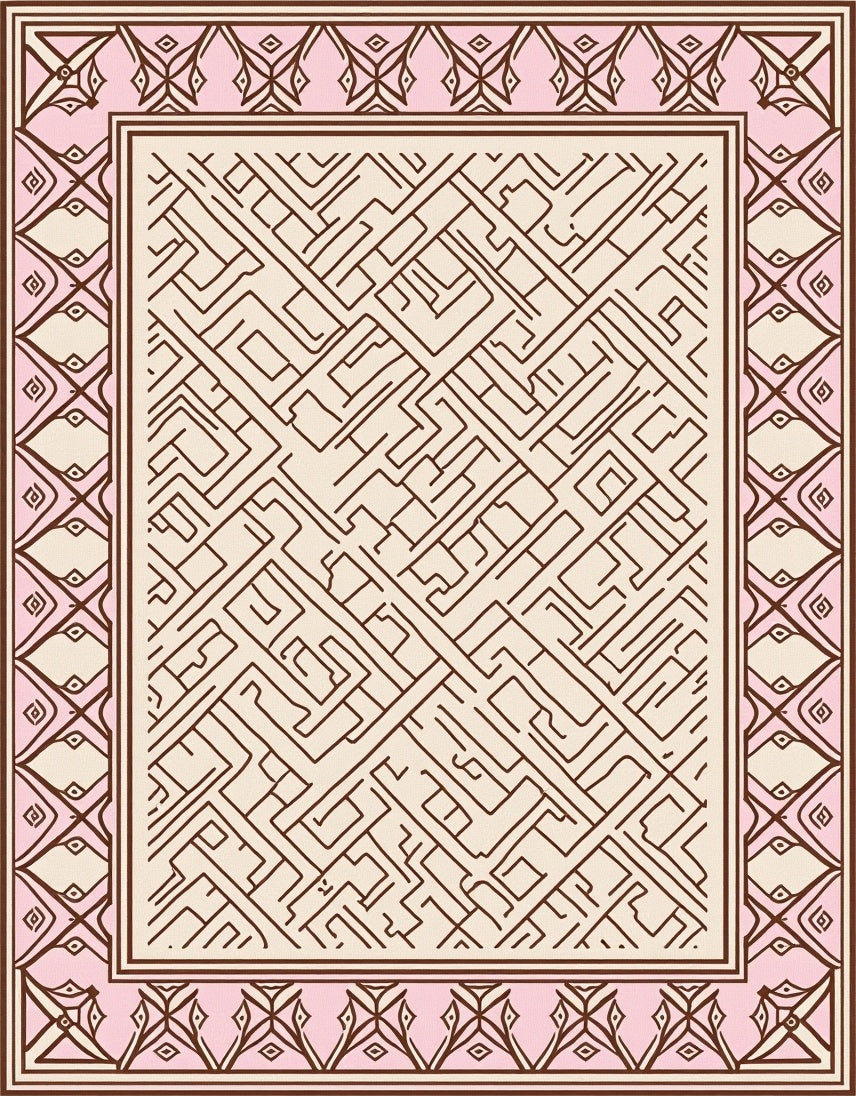 Pink Abstract Geometric Maze Rug